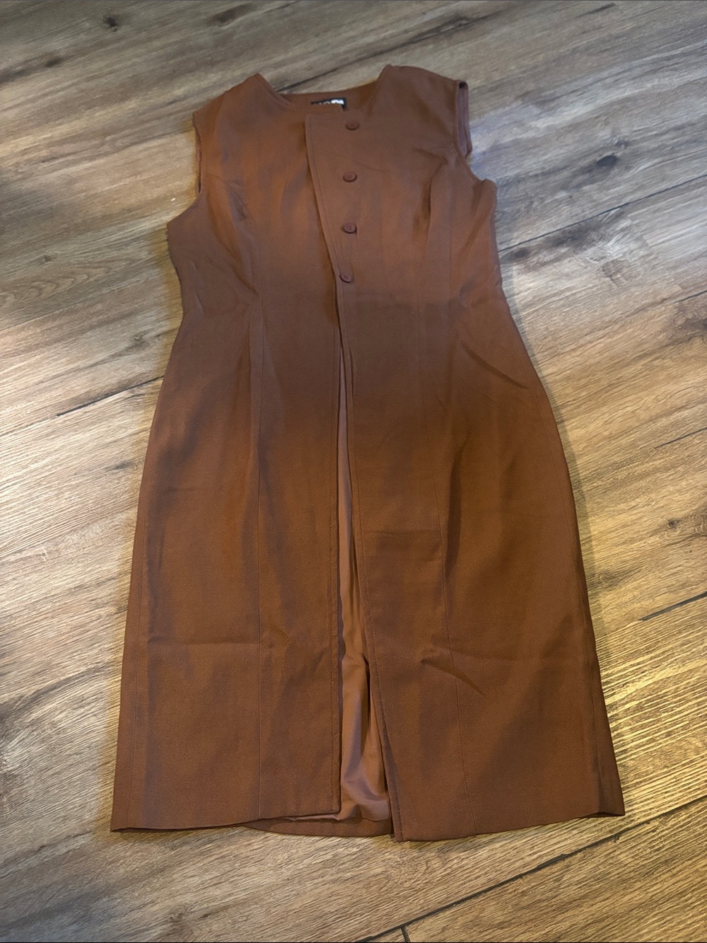 Sleeveless Brown Sheath Dress